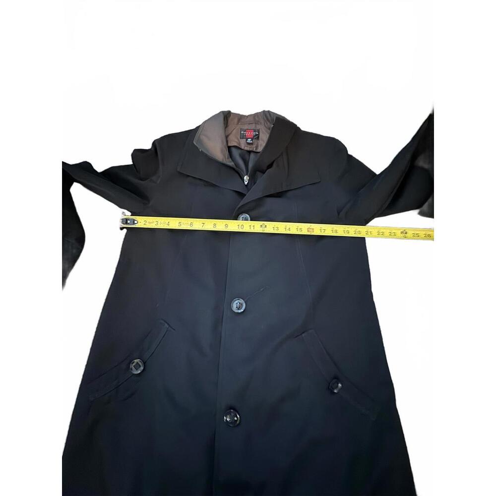 Gallery Petite Women's Black Trench Coat With Lining Zipper and Buttons - Picture 7 of 9
